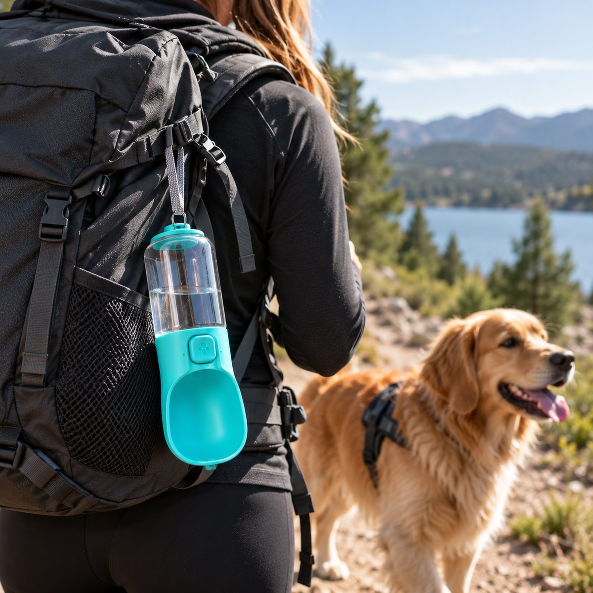Furwarm GoFlow travel water bottle carried outdoors